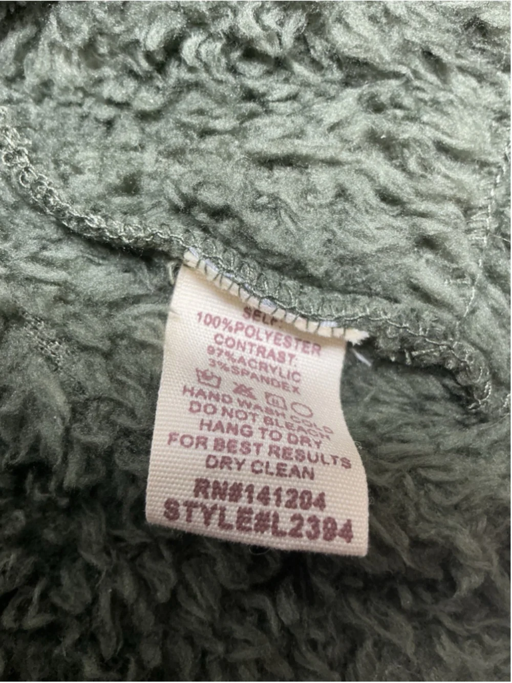 Womans Excellent Kim & Thread Fleece Jacket Olive Green One Size Open Front